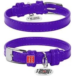 Нашийник для собак Waudog Glamour шкіряний з QR паспортом, без прикрас, XS, Ш 12 мм, Дов 21-29 см (4820152560742)