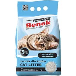 Бентонитовый наполнитель для кошачьего туалета Super Benek Compact Line Natural 5 л