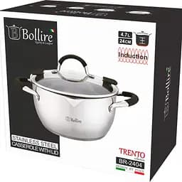 Каструля з кришкою Bollire Trento, зі зливом, срібляста, 24 см, 4,7 л (BR-2404) - мініатюра 3