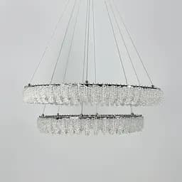 Кільцева кришталева люстра в хромі на 2 яруси 80+60 см | Арт. 33038-800+600 CH | Line F