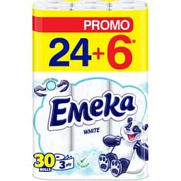 Туалетний папір Emeka White 3 шари 24+6 шт.