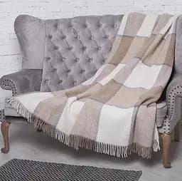 Плед вовняний Vladi Ельф 140х200 біло-бежево-сіро-блакитний 4 (1062)