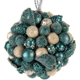 Ялинкова прикраса Lefard Куля 10 см бірюзова (66-158)