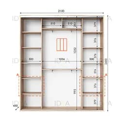 Шафа-купе Idea серія 3 210 x 45 x 240 см Дуб сонома - мініатюра 2