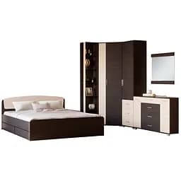 Спальня Еверест Бриз комплект 1 з комодом К-6 ролики Венге/Дуб молочний (DTM-2545)