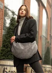 Жіноча сумка Sambag HOBO Bag-glove тканева графітова 50 × 28 × 5 см (53400809) - мініатюра 3