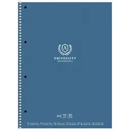 Колледж-блок Student, А4, в клеточку, спираль, 80 л., University international, синий (A4-CC-080-6503K)