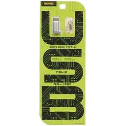 Адаптер переходник Remax RA-USB1 Type-C to MicroUSB F серебристый