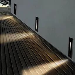 Світильник для сходів у чорному корпусі із світловою лінією 202х57 мм | Line F | Арт. 10018