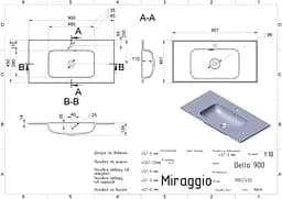Умивальник Miraggio DELLA 900 (0000182) Miramarble, Глянцевий, Накладний/Врізний, Білий - мініатюра 2