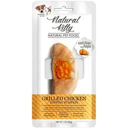 Ласощі для котів та собак Natural Kitty Original Series Steamed Grilled chicken topping pumpkin, у вигляді шматочків курки гриль в гарбузовому соусі, 25 г