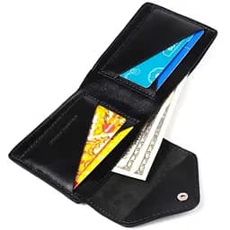Чоловіче шкіряне портмоне чорне GRANDE PELLE 11.5х9х1.5 см acs0032101 - мініатюра 4