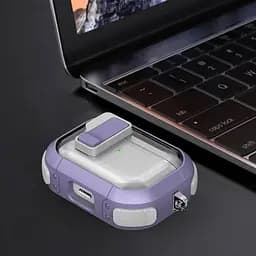 Футляр протиударний Locking Button для навушників Airpods Pro 3 Light Purple - мініатюра 2