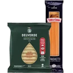 Набор: макаронные изделия Terra di Grano Спагетти 500 г + макаронные изделия Delverde Ондине 500 г