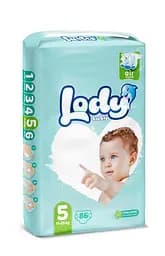 Підгузки дитячі Lody Baby Air junior 5 (11-25 кг) Mega 86 шт. одноразові для активних дітей