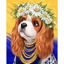 Алмазна мозаїка Santi Спанієль у віночку, 40х50 см (954371)