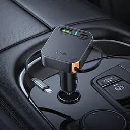 Автозарядне Hoco nz18 65w + кабель рулетка - мініатюра 9