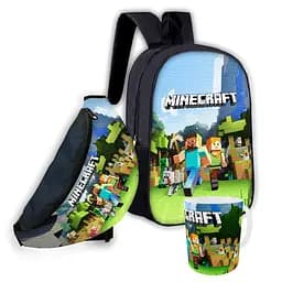 Набор детский Майнкрафт Крипер "Minecraft" рюкзак 36х27см сумка-бананка, кружка с принтом для мальчика (01556)