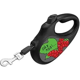 Повідець-рулетка для собак Waudog R-leash, малюнок "Калина", M, до 25 кг, 5 м, світловідбиваюча стрічка чорний - мініатюра 2