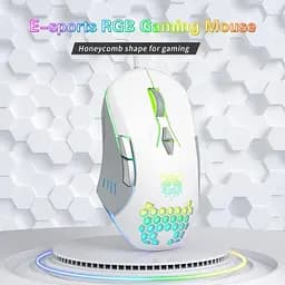 Комп'ютерна мишка Onikuma C12 для ПК та ноутбука провідна USB з RGB підсвіткою та 800-6400 DPI ергономічна Білий - мініатюра 2