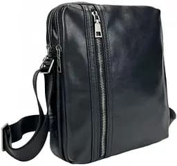 Чоловіча сумка шкіряна Tiding Bag через плече Чорна