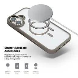 Чехол Apple iPhone 16 Plus, Unit MagSafe, серый, прозрачный, магсейф, противоударный, магнитный, панель-накладка с поддержкой MagSafe, с поддержкой беспроводной зарядки, TPU+PC, защита всего корпуса, ударопрочный, ArmorStandart (ARM79289) - мініатюра 4