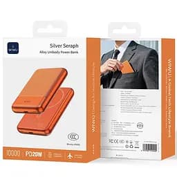 Портативний ЗП Power Bank WIWU P089 Seraph PD20W з Бездротовий зарядний пристрій 10000 mAh Orange - мініатюра 4