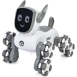 Собачка-робот MD572A-P на роликах танцует, поет, светится, с пультом 24 см серая