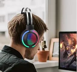 Дротові навушники ігрові Hoco Gaming LED Headphones ESD03, USB, 2х3.5mm, 2m, black - мініатюра 6