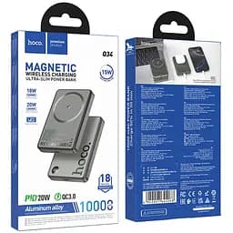 Портативний ЗП Power Bank Hoco Q34 Clever PD20W з БЗП 10000 mAh Metal gray - мініатюра 4