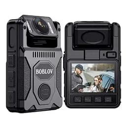 Нагрудна боді-камера Boblov M7 пам'ять 128Гб з дисплеєм 2.0 дюйма GPS нічний запис датчик руху акумулятор 4000 мА·год