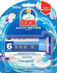 Диски чистоти для унітазу Туалетне Каченя Морська свіжість, 6 шт.