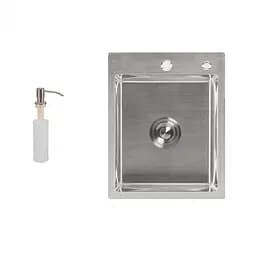 Набор 3 в 1 Lidz кухонная мойка H6050 3.0/0.8 мм Brush + дозатор для моющего средства