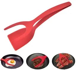 Лопатка-щипці 2в1 для перевертання та захоплення продуктів 31 см, Kitchen Master Червоний 87414 - мініатюра 3