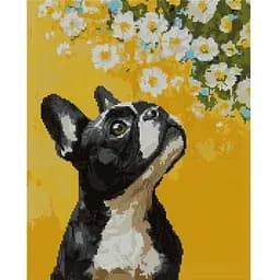 Алмазная мозаика Santi Бульдог и цветы 40х50 см на подрамнике (956048)