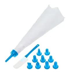 Набор кондитерский (шпатель, мешок силиконовый многоразовый и 9 насадок), Kitchen Master Голубой 86328