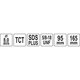 Тримач зі свердлом Yato SDS+ Ø8 мм для корончатих свердл з різьбовим кріпленням-5/8 (YT-43990) - мініатюра 4