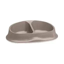 Миска пластиковая для собак и котов Stefanplast Chic double, двойная, 2х250 мл, бежевый (98350)