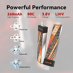 Акумулятор BetaFPV Lava 1S 260 mAh 80C 3.8V LiHV LiPo BT2.0 FPV (18766) - мініатюра 4