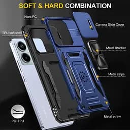 Ударостійкий чохол Camshield Army Ring для Xiaomi Poco X6 Pro Синій / Navy - мініатюра 5