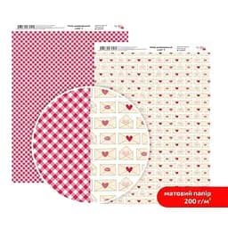 Папір дизайнерський двосторонній матовий „Love“ 3 21х29,7см 200г/м2 ROSA TALENT