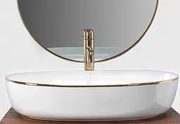Умивальник Rea Cleo 61 підвісний white gold edge REA-U6211, Білий - мініатюра 5