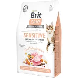 Сухой корм для кошек с чувствительным пищеварением Brit Care Cat GF Sensitive Digestion&Delicate Taste со свежей индейкой и лососем 2 кг