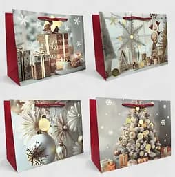 Подарунковий пакет "Новорічні деталі" 31х42х12см, набір з 4-х штук bl2502-212