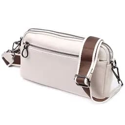 Жіноча прямокутна сумка з кишенями з натуральної шкіри Vintage 22598 біла