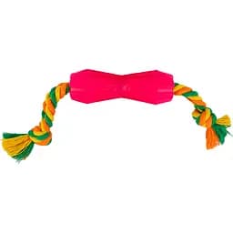 Игрушка для собак Agility гантель на цветном канате 12 см розовая