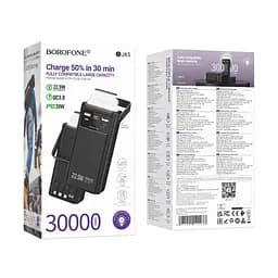 Зовнішній акумулятор BOROFONE BJ65 High 22.5W+PD20W+four-cables power bank(30000mAh) Black (6941991122033) - мініатюра 2