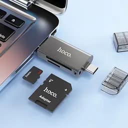 Адаптер перехідник Hoco HB39 USB/Type-C 3.0 сірий - мініатюра 2