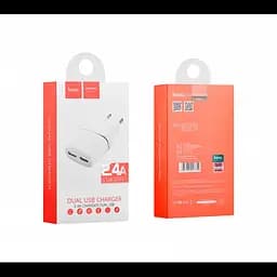 Мережевий зарядний пристрій для телефона HOCO C12 (2 USB 2.4 A) Білий - мініатюра 7