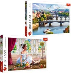 Набор Пазлы - (500+500 элм.) - "Прага, Чехия" + "Маленькая балерина"
